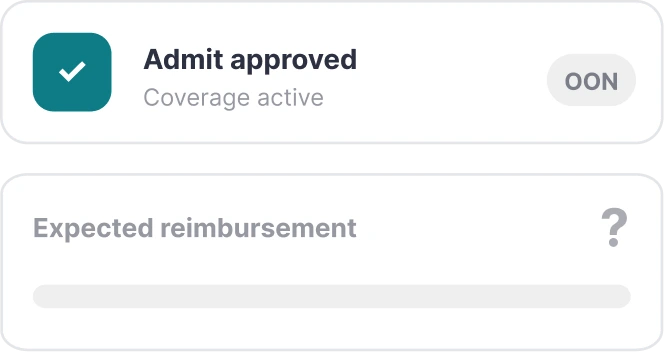 Admit approved status with expected reimbursement unknown