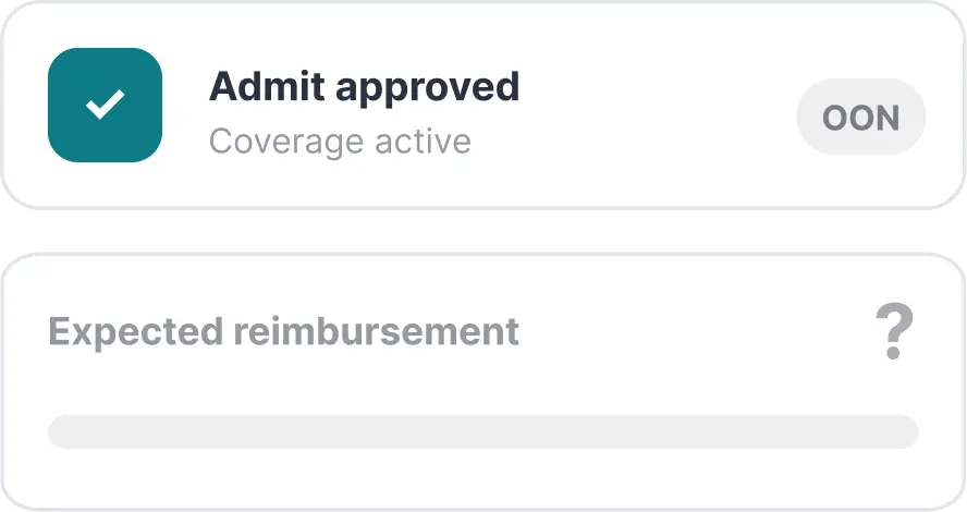 Admit approved status with expected reimbursement unknown