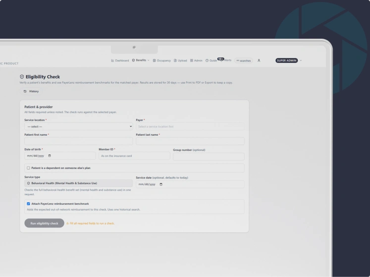 RealTime Eligibility check screen