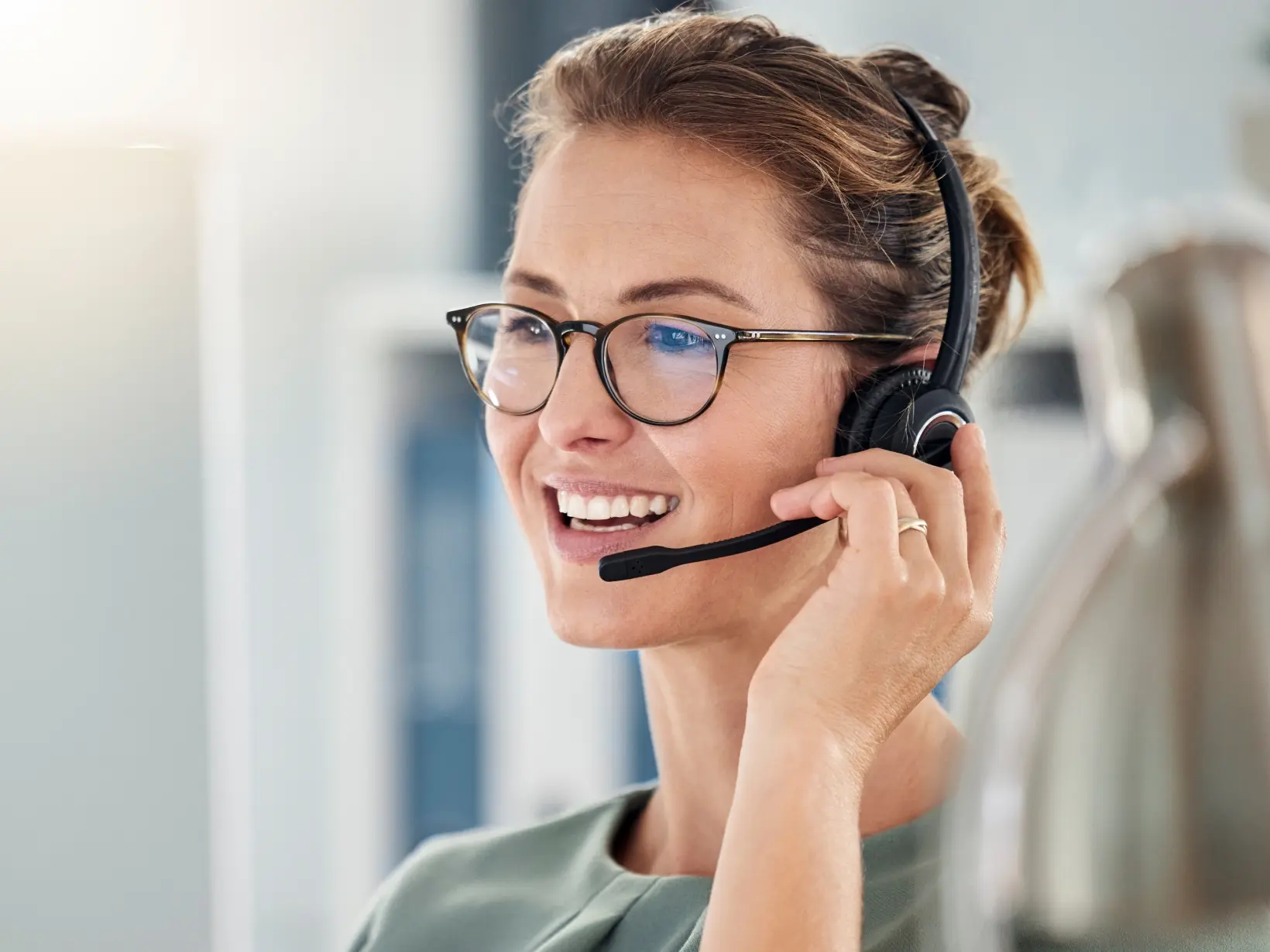 Admissions coordinator on a call with a family