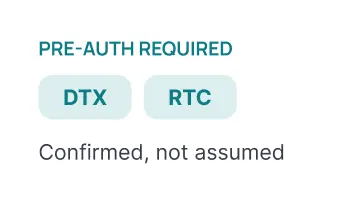 Preauth required for DTX and RTC, confirmed not assumed