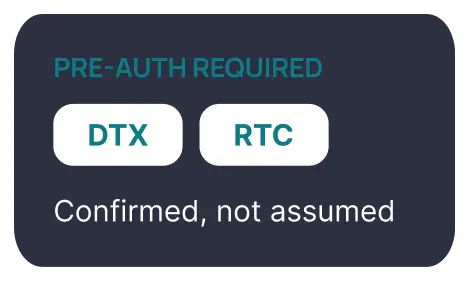Preauthorization required for DTX and RTC, confirmed not assumed