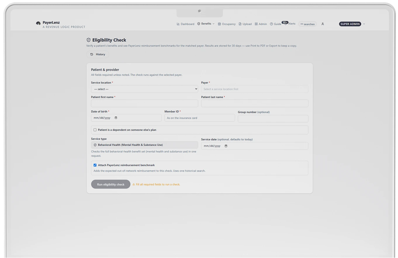 RealTime Eligibility screen